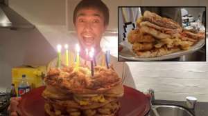 炸鸡汉堡披萨！澳男子自制超级垃圾食品蛋糕(图)